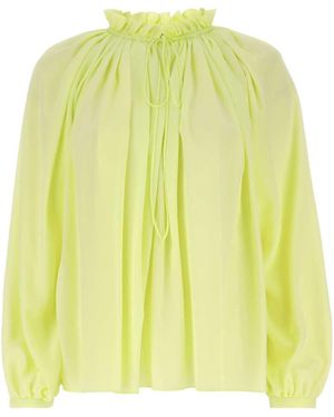 Lanvin Elegant Silk Blouse With High Collar - Yellow