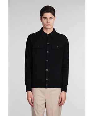 Ballantyne Wool Collared Button-Up Cardigan - Black