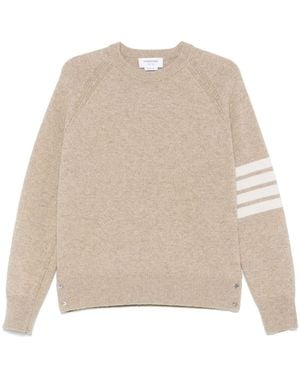 Thom Browne 4 Bar Stripe Shetland Wool Jumper - Natural
