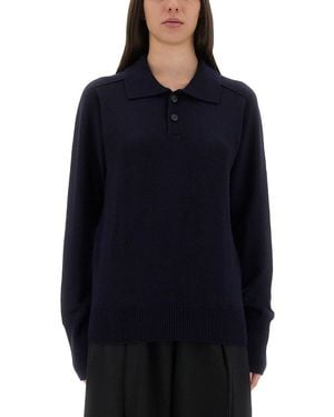 Studio Nicholson "Inverness" Shirt With Polo Collar - Blue