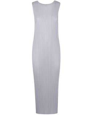 Pleats Please Issey Miyake Basics Sleeves Less Midi Dress - White