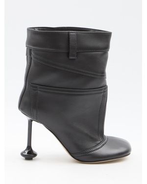 Loewe Lambskin Panta Ankle Boots - Black