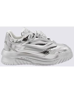 Versace Tone Leather Medusa Laminate Low Top Trainers - Grey