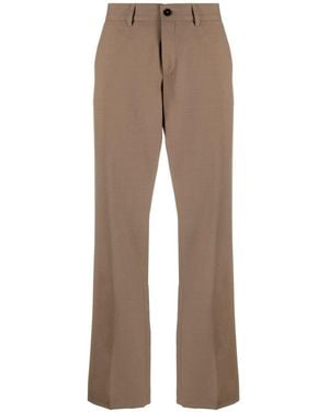 Closed Straight-Leg Mid-Rise Pants - Brown