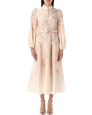 Zimmermann Crush Buttoned Midi Dress - Natural