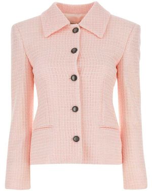 Alessandra Rich Sequin Checked Tweed Jacket - Pink