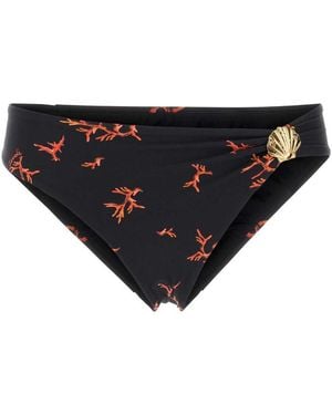 Fendi Printed Stretch Nylon Bikini Bottom - Black