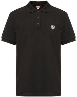 KENZO Black Cotton T-shirt With Embroidered Tiger Logo