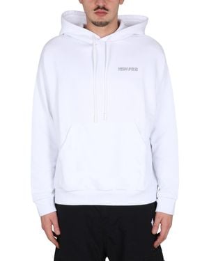 Marcelo Burlon Cotton Hoodie With Drawstring Hood And Graphic Design - White