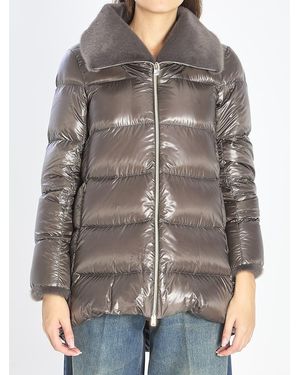 Herno Light Puffer With Collar Fur - Gray