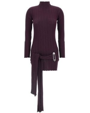 GIUSEPPE DI MORABITO Jewel Brooch Dress - Purple