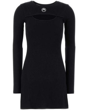 Marine Serre Mini Dress With "Moon" Logo - Black