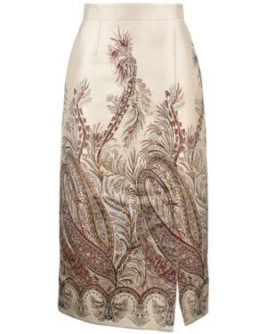 Etro Fil Coupé Jacquard Midi Pencil Skirt - Natural
