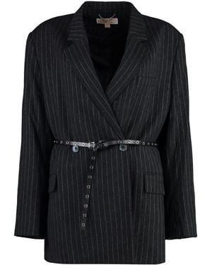Michael Kors Pinstripe Double Breasted Blazer - Black
