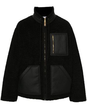 Moschino Textured Jacket With Zip Closure - Black