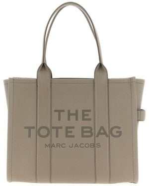 Marc Jacobs 'the Leather Large Tote' Shopping Bag - Gray