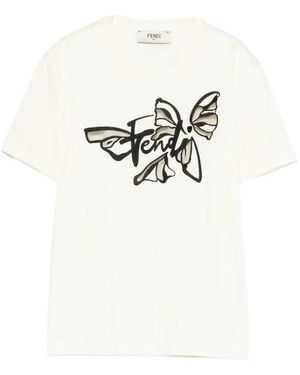 Fendi Nightfly Cotton T-Shirt - Natural