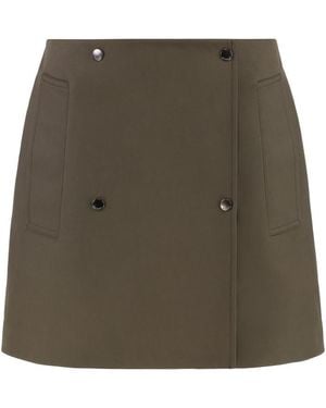 Burberry Bonded Gabardine Trench Mini Skirt - Green
