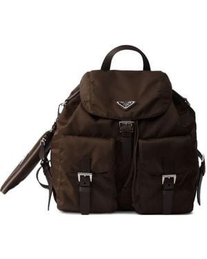 Prada Medium Re-Nylon Backpack With Pouch - Black