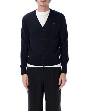 Ami Paris Adc Wool Cardigan - Blue