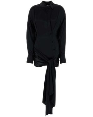 The Attico Satin Shirt Dress - Black