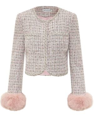 Self-Portrait Cuff Jacket - White