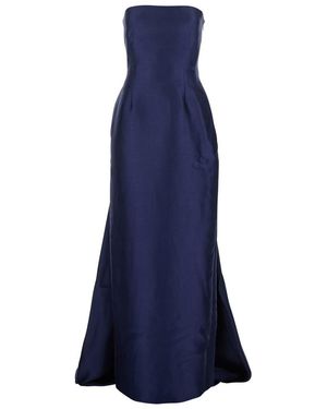 Solace London 'Imani' Long Dress With Off-The-Shoulder Design And Double Layer - Blue