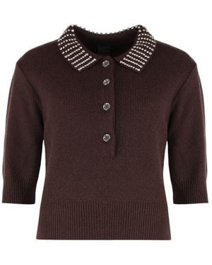 Pinko Emilia Ribbed Knit Polo Shirt - Red