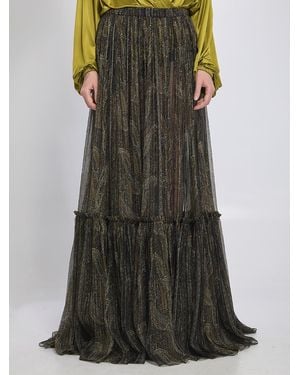 Saint Laurent Country-Style Tiered Skirt - Black