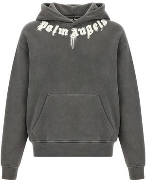 Palm Angels Logo Print Hoodie - Gray
