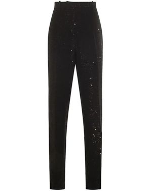Tom Ford Sequined Wool Blend Crepe Tailored Straight Pants - Black