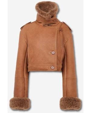 Chloé Short Leather Jacket - Brown