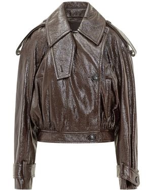 Sportmax Shiny Brown Faux Leather Short Jacket