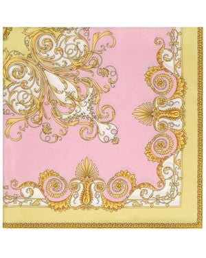 Versace Printed Silk Twill Scarf - Pink
