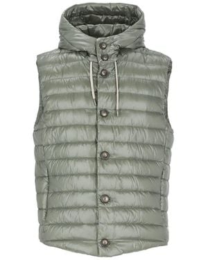 Herno Hooded Quilted Down Vest - Gray