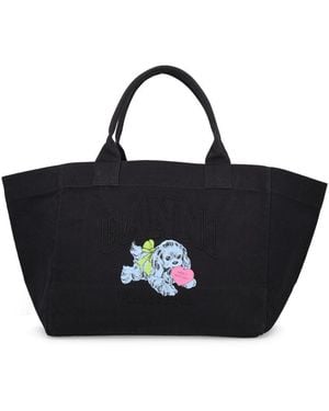 Ganni "puppy" Tote Bag Xxl - Black