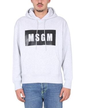 MSGM Sweatshirt With Logo Box - White