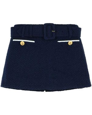 Self-Portrait Self Portrait Wool Blend Shorts - Blue