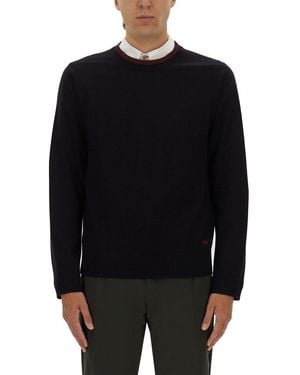 Paul Smith Shirt With Embroidered Logo - Blue