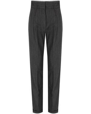 White Sand Dark Gray High Waisted Pants