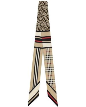 Burberry Thin Printed Silk Scarf - Natural