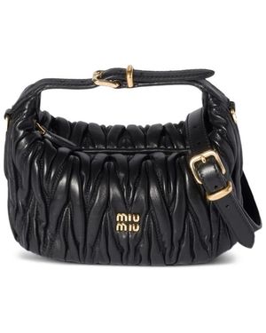 Miu Miu Matelassé Nappa Leather Pouch Bags - Black