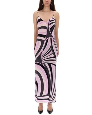 PUCCI Printed Silk Long Dress - White