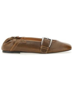 Ganni Ballerina With Buckle Strap - Brown