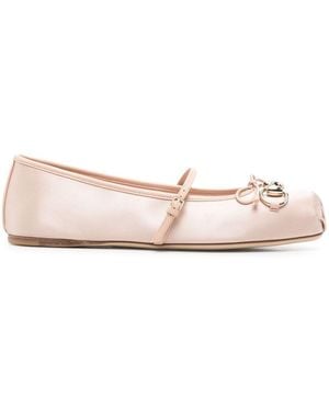 Gucci Horsebit Satin Ballets - Pink