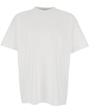 Givenchy White Crewneck T-shirt With Logo Patch On The Front In Cotton Man