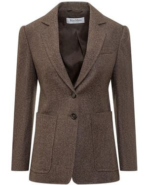 Max Mara Wool Blazer With Front Pockets - Brown