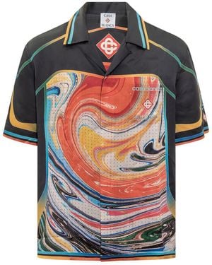 CASABLANCA Shirt With Multicolour Abstract Print - Grey