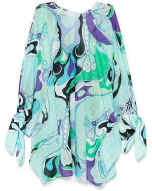 Emilio Pucci Orchid-print Short Kaftan Clothing - Blue