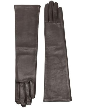 Agnelle "Opera" Nappa Leather Silk Gloves Accessories - Brown